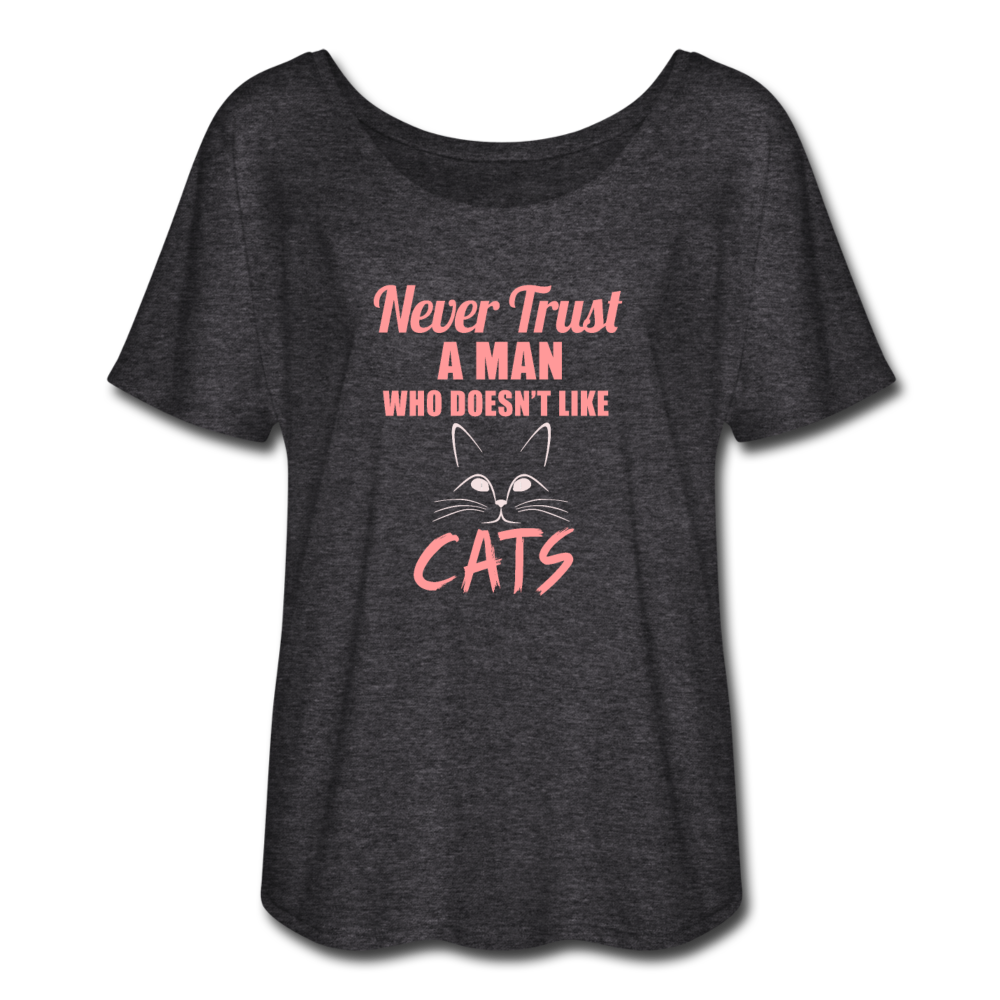 Women’s Flowy Cat T-Shirt - charcoal gray
