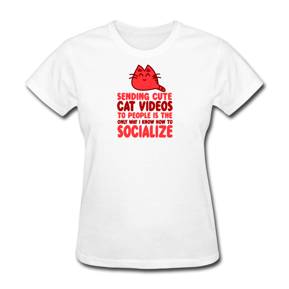 Women's Socialize Cat T-Shirt - white