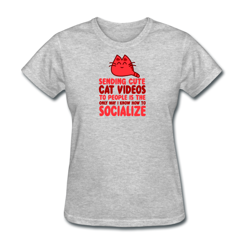 Women's Socialize Cat T-Shirt - heather gray