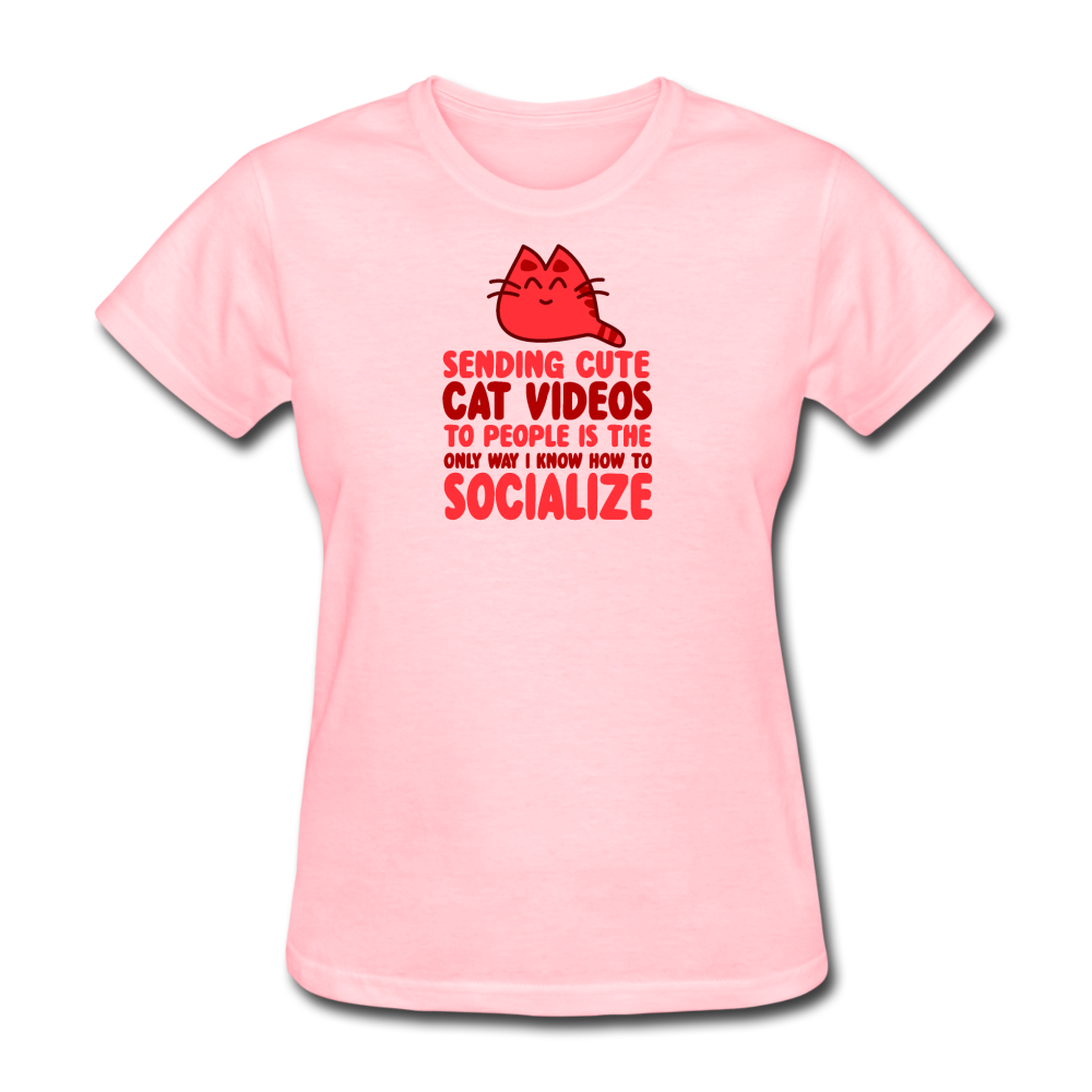 Women's Socialize Cat T-Shirt - pink