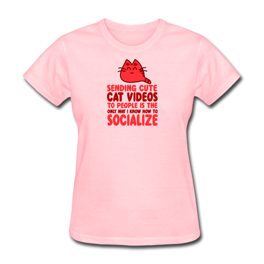 Women's Socialize Cat T-Shirt - pink