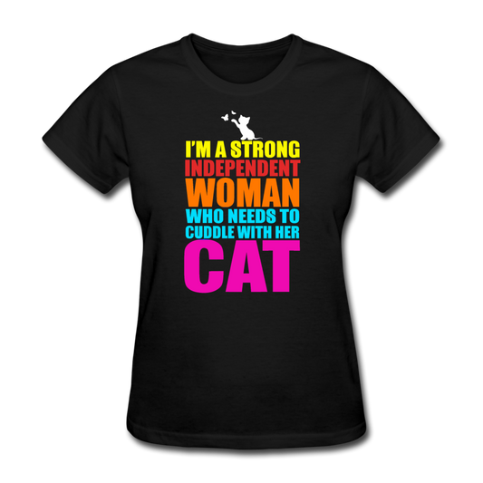 Women's Cuddle Cat T-Shirt - black