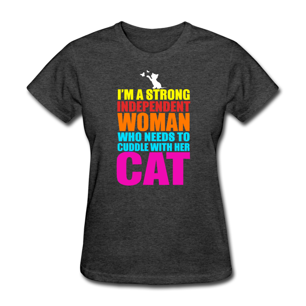 Women's Cuddle Cat T-Shirt - heather black