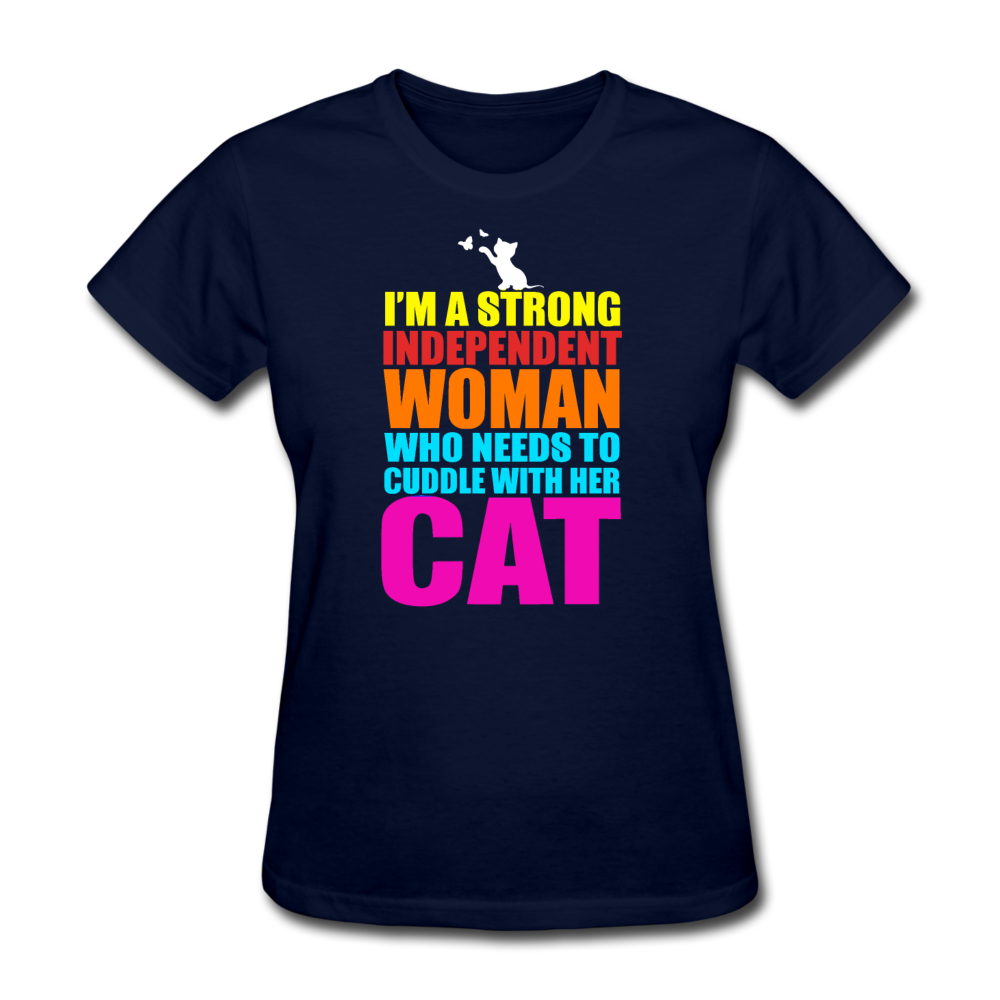 Women's Cuddle Cat T-Shirt - navy