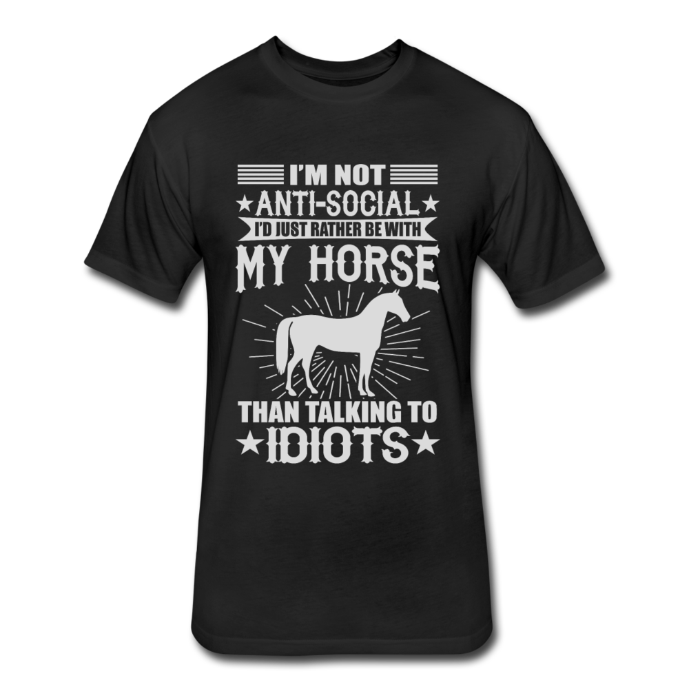Fitted Cotton/Poly Horse Preference T-Shirt by Next Level - black