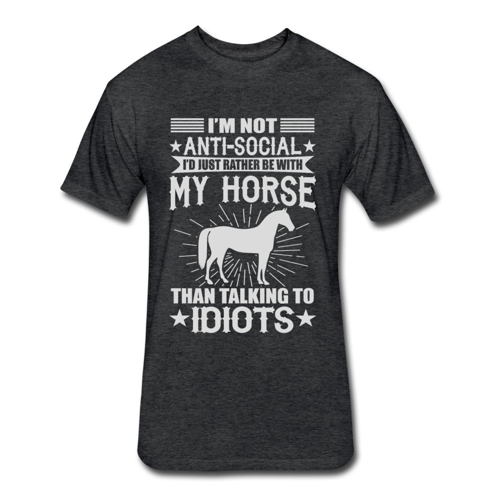Fitted Cotton/Poly Horse Preference T-Shirt by Next Level - heather black