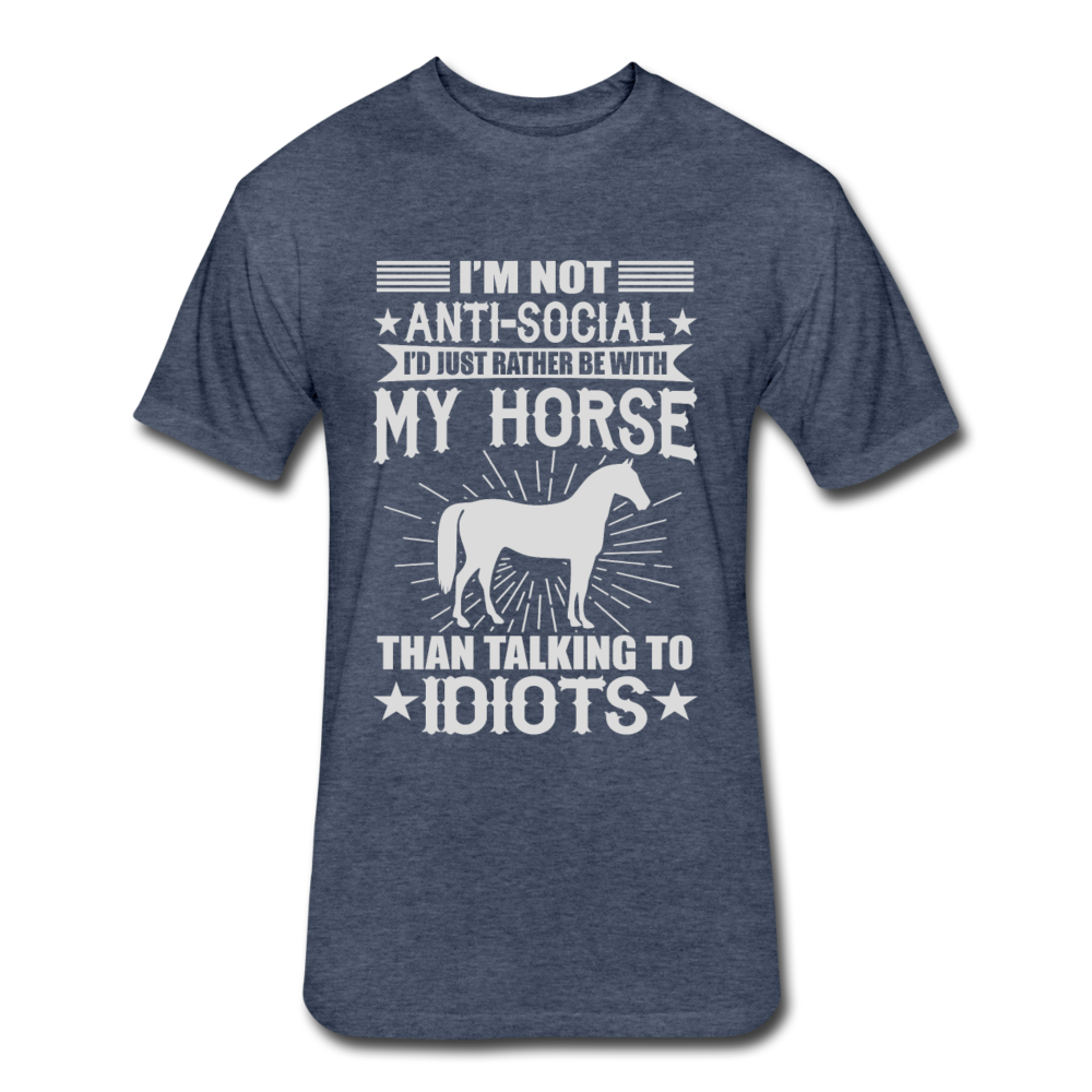 Fitted Cotton/Poly Horse Preference T-Shirt by Next Level - heather navy