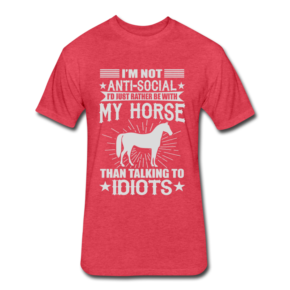 Fitted Cotton/Poly Horse Preference T-Shirt by Next Level - heather red