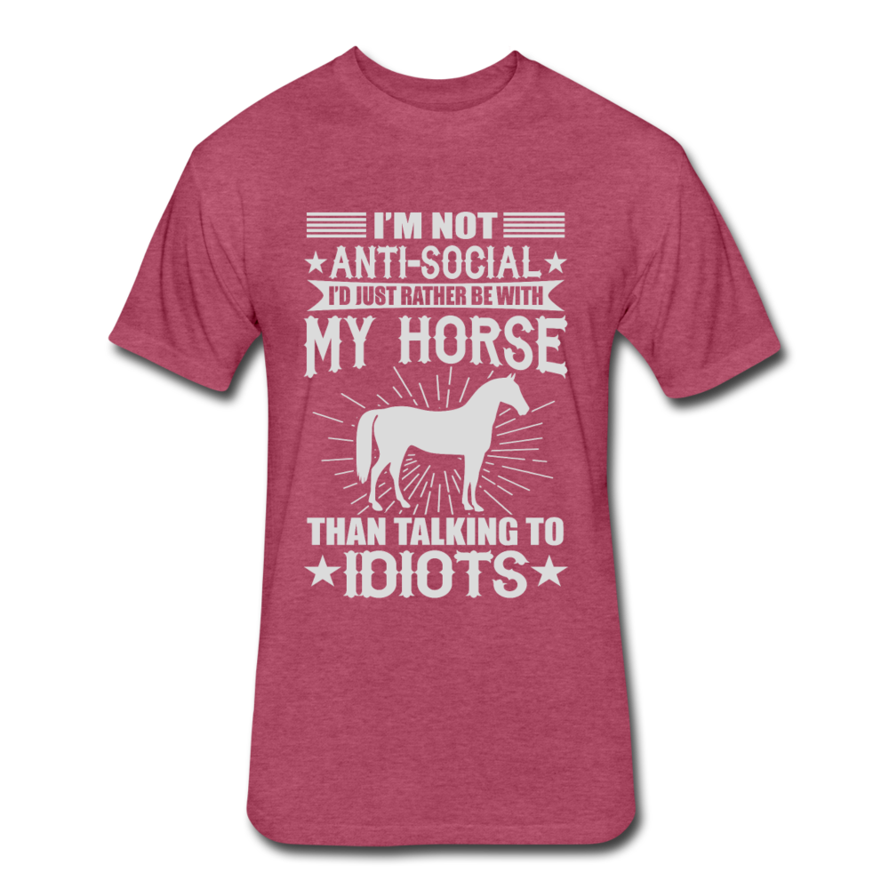 Fitted Cotton/Poly Horse Preference T-Shirt by Next Level - heather burgundy
