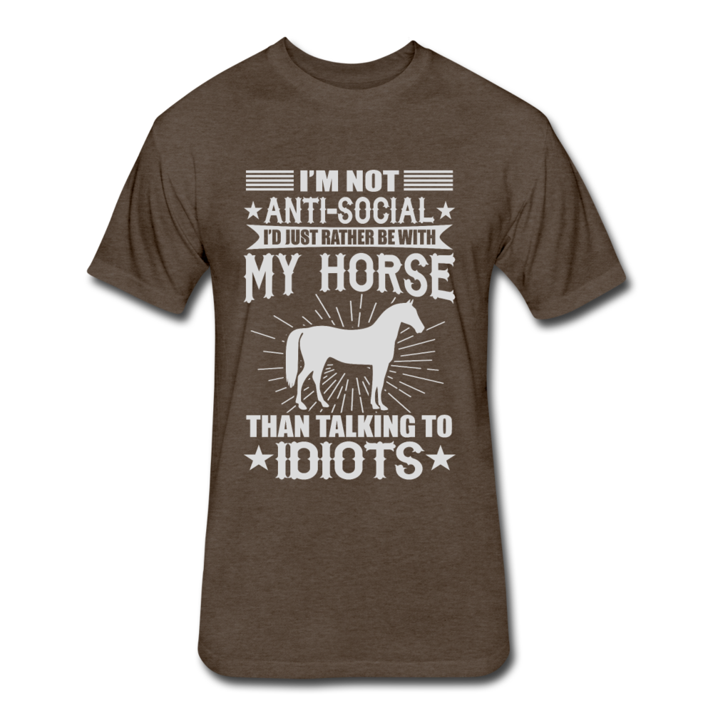 Fitted Cotton/Poly Horse Preference T-Shirt by Next Level - heather espresso