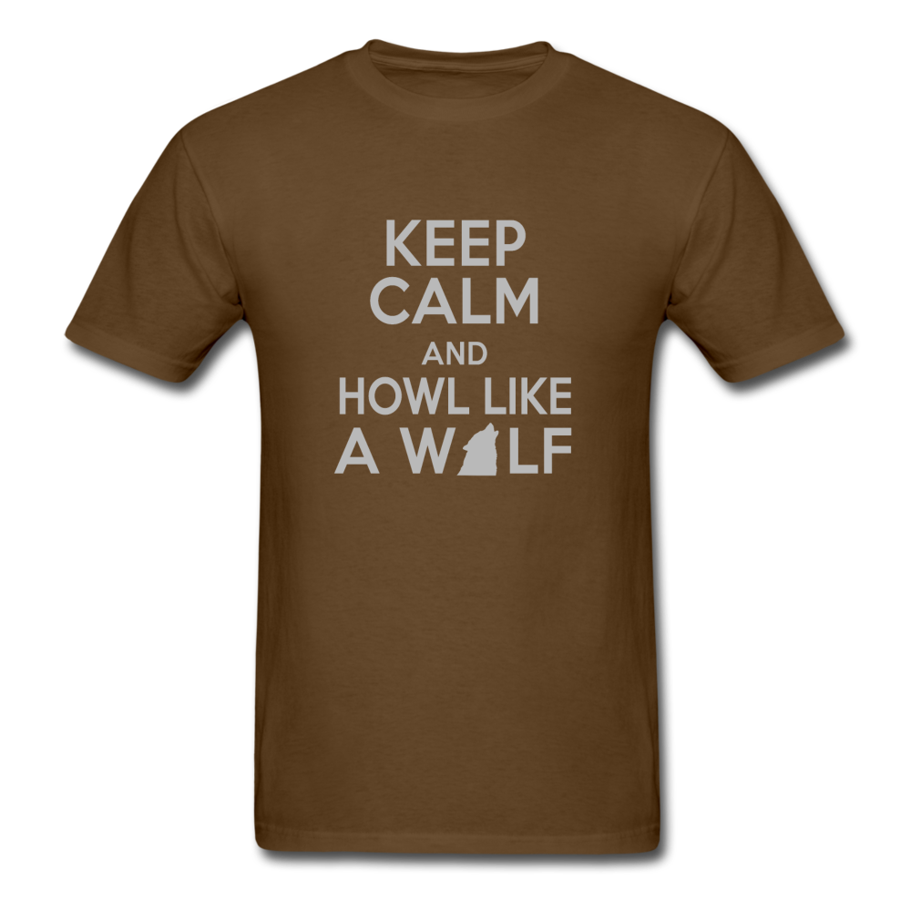 Unisex Classic Howl Like a Wolf T-Shirt - brown