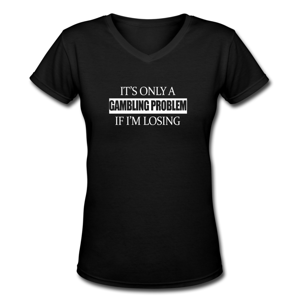 Women's V-Neck Gambling T-Shirt - black