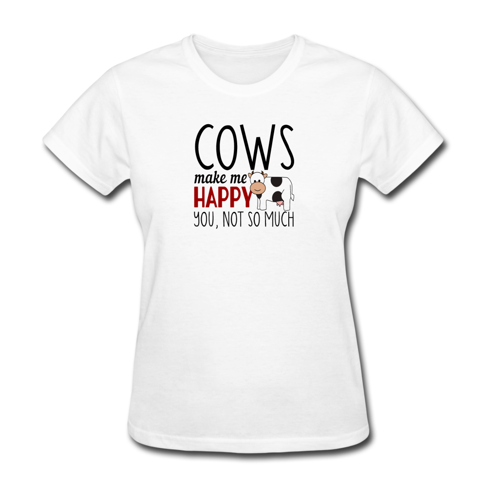 Women's Cows Make Me Happy T-Shirt - white