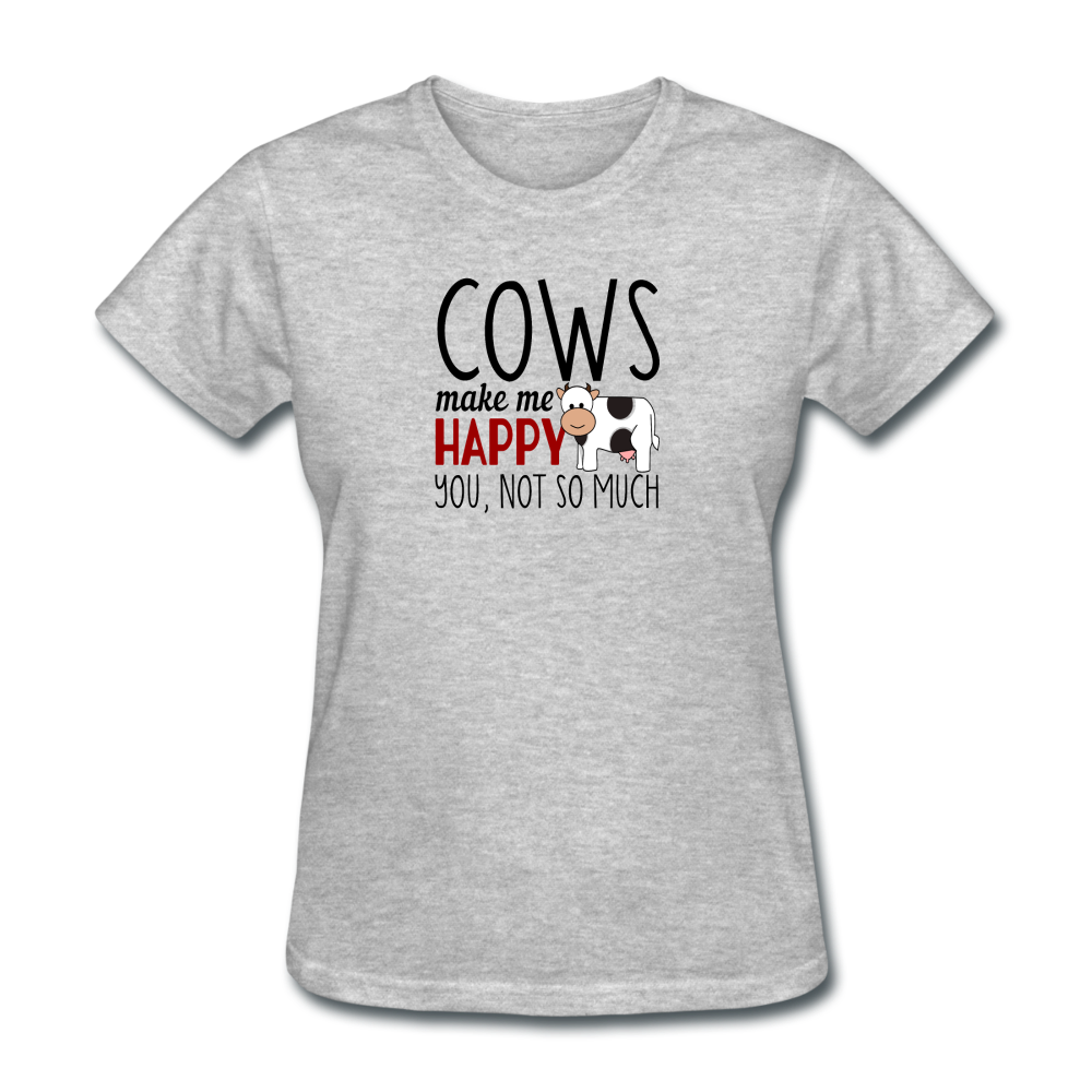 Women's Cows Make Me Happy T-Shirt - heather gray
