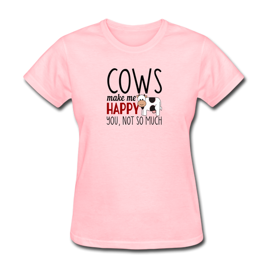 Women's Cows Make Me Happy T-Shirt - pink