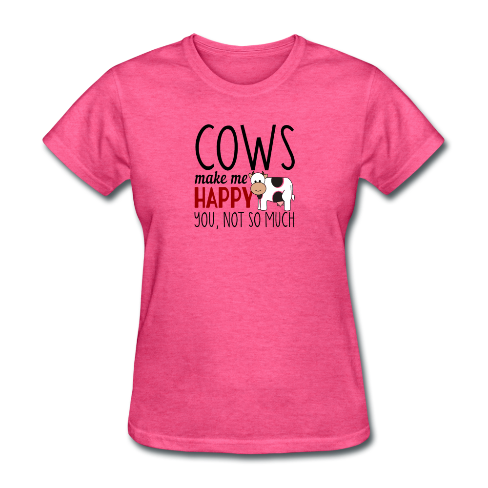Women's Cows Make Me Happy T-Shirt - heather pink