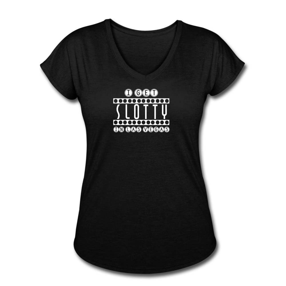 Women's Tri-Blend V-Neck Slotty T-Shirt - black