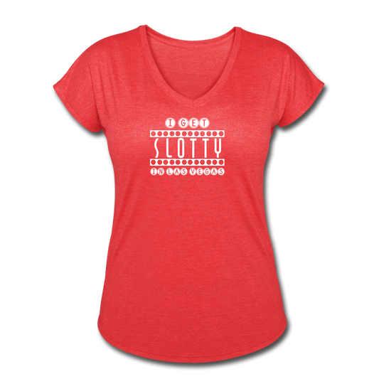 Women's Tri-Blend V-Neck Slotty T-Shirt - heather red