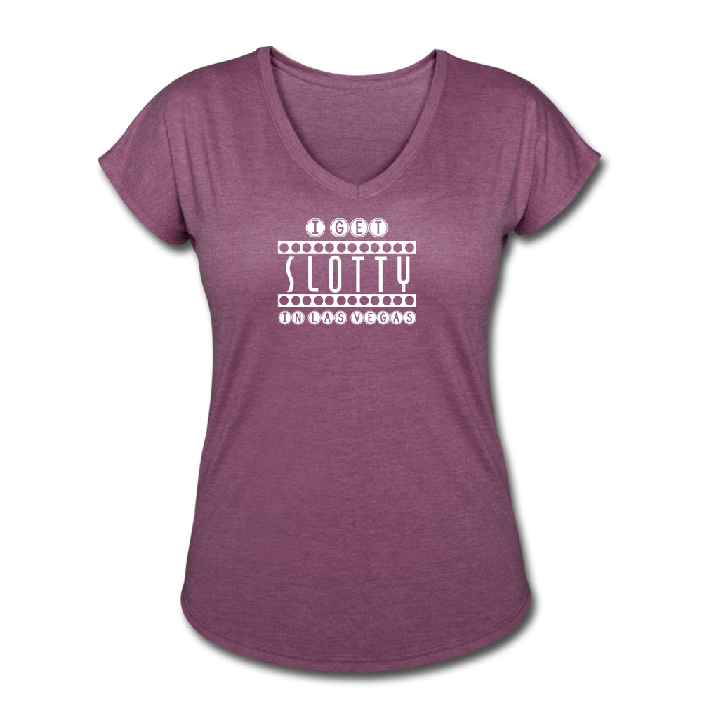 Women's Tri-Blend V-Neck Slotty T-Shirt - heather plum