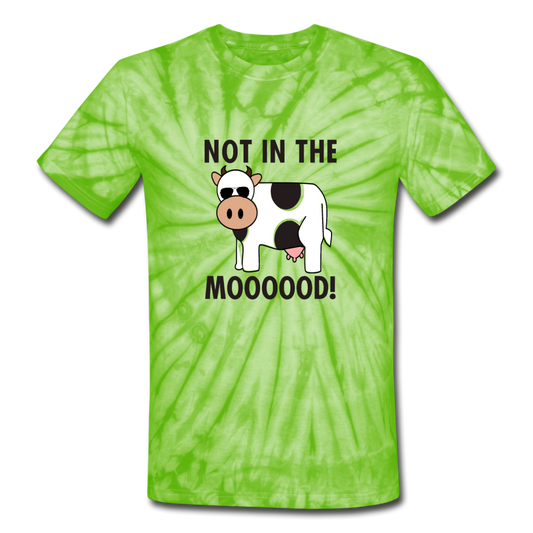 Unisex Tie Dye Not in the Moooood T-Shirt - spider lime green