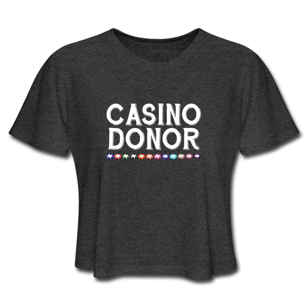 Women's Cropped Casino Donor T-Shirt - deep heather