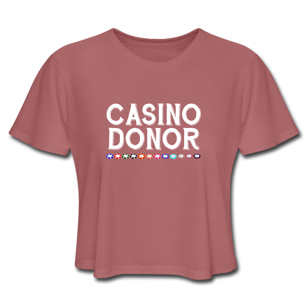 Women's Cropped Casino Donor T-Shirt - mauve