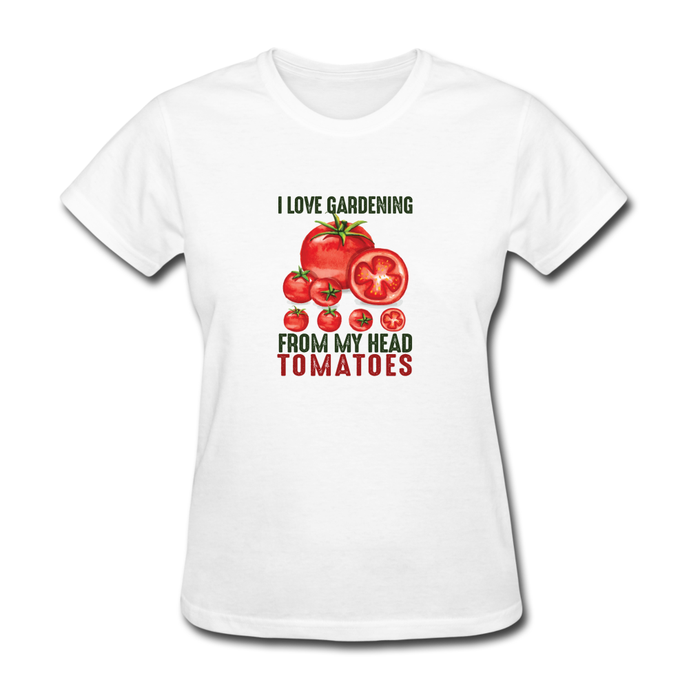 Women's I Love Gardening Tomatoes T-Shirt - white