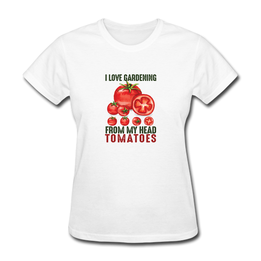 Women's I Love Gardening Tomatoes T-Shirt - white