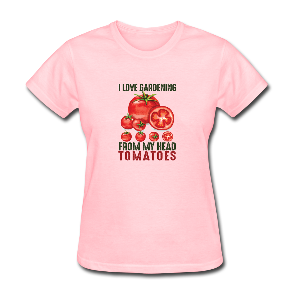Women's I Love Gardening Tomatoes T-Shirt - pink