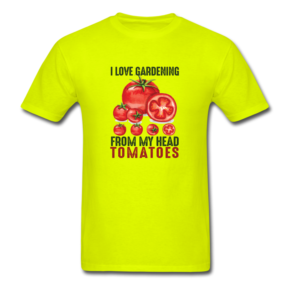 Unisex Classic I Love Gardening Tomatoes T-Shirt - safety green