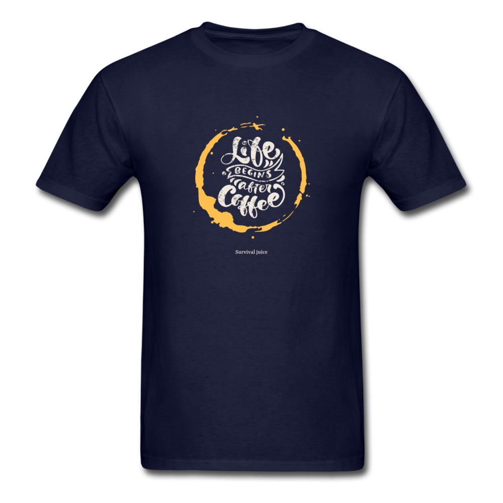 Unisex Classic Life Begins After Coffee T-Shirt - navy