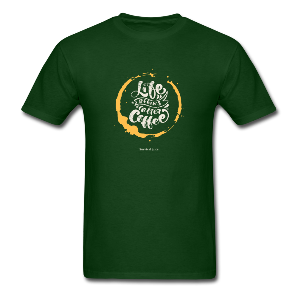Unisex Classic Life Begins After Coffee T-Shirt - forest green