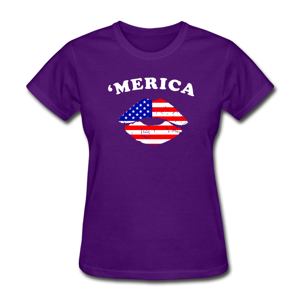 Women's USA 'Merica Kiss T-Shirt - purple