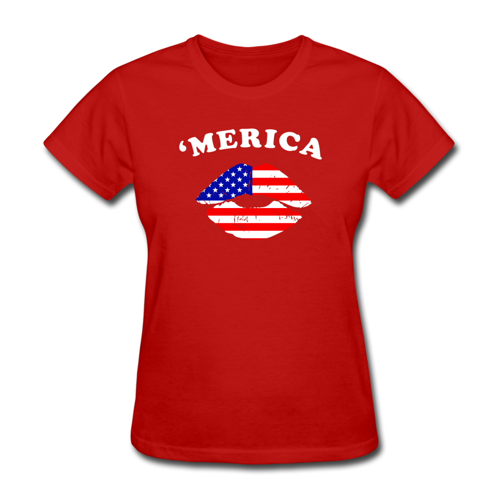 Women's USA 'Merica Kiss T-Shirt - red