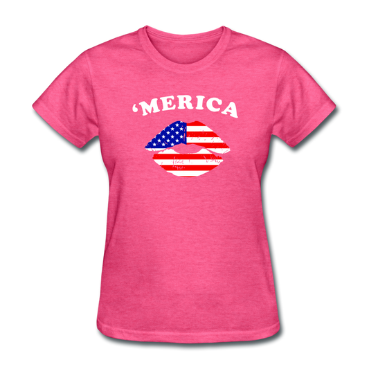 Women's USA 'Merica Kiss T-Shirt - heather pink
