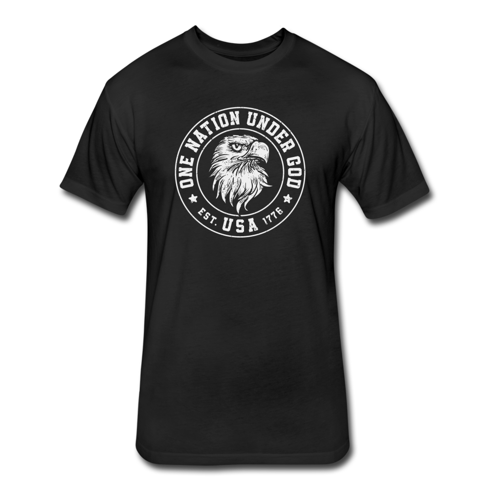 Fitted Cotton/Poly One Nation Under God T-Shirt by Next Level - black