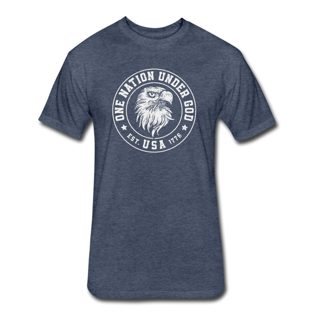 Fitted Cotton/Poly One Nation Under God T-Shirt by Next Level - heather navy