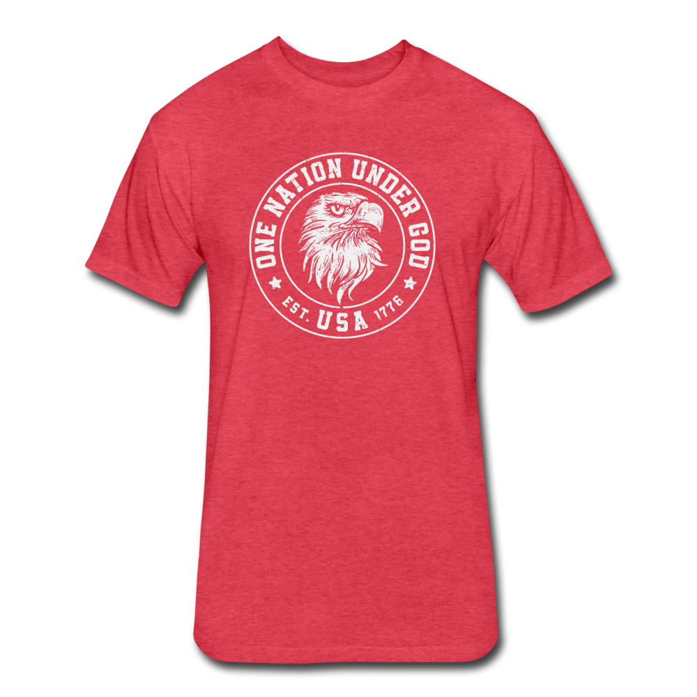 Fitted Cotton/Poly One Nation Under God T-Shirt by Next Level - heather red