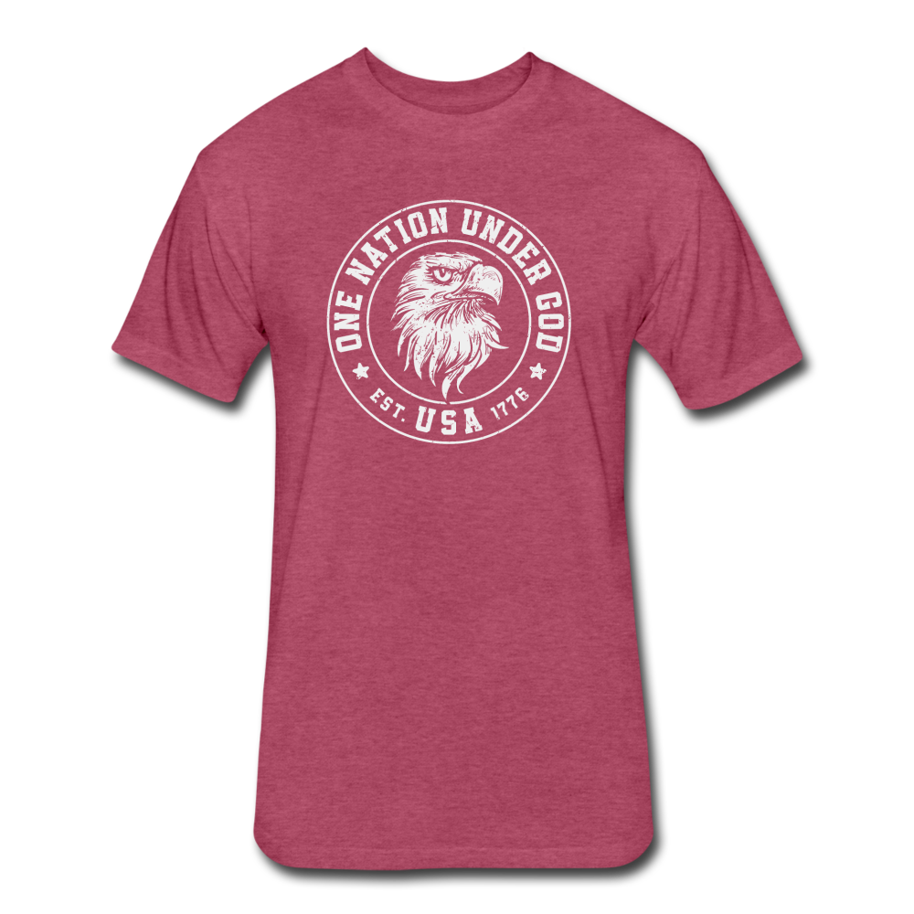 Fitted Cotton/Poly One Nation Under God T-Shirt by Next Level - heather burgundy