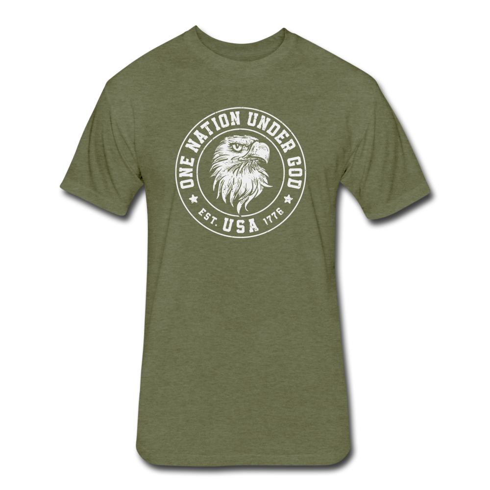 Fitted Cotton/Poly One Nation Under God T-Shirt by Next Level - heather military green