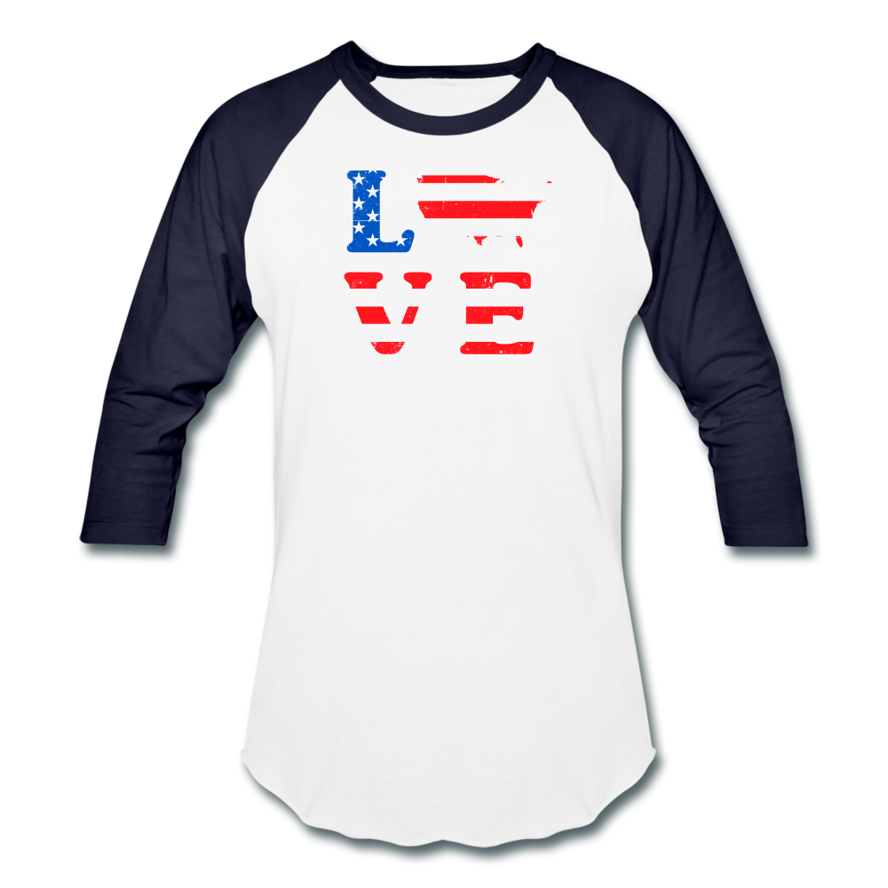 Baseball Style USA Love T-Shirt - white/navy