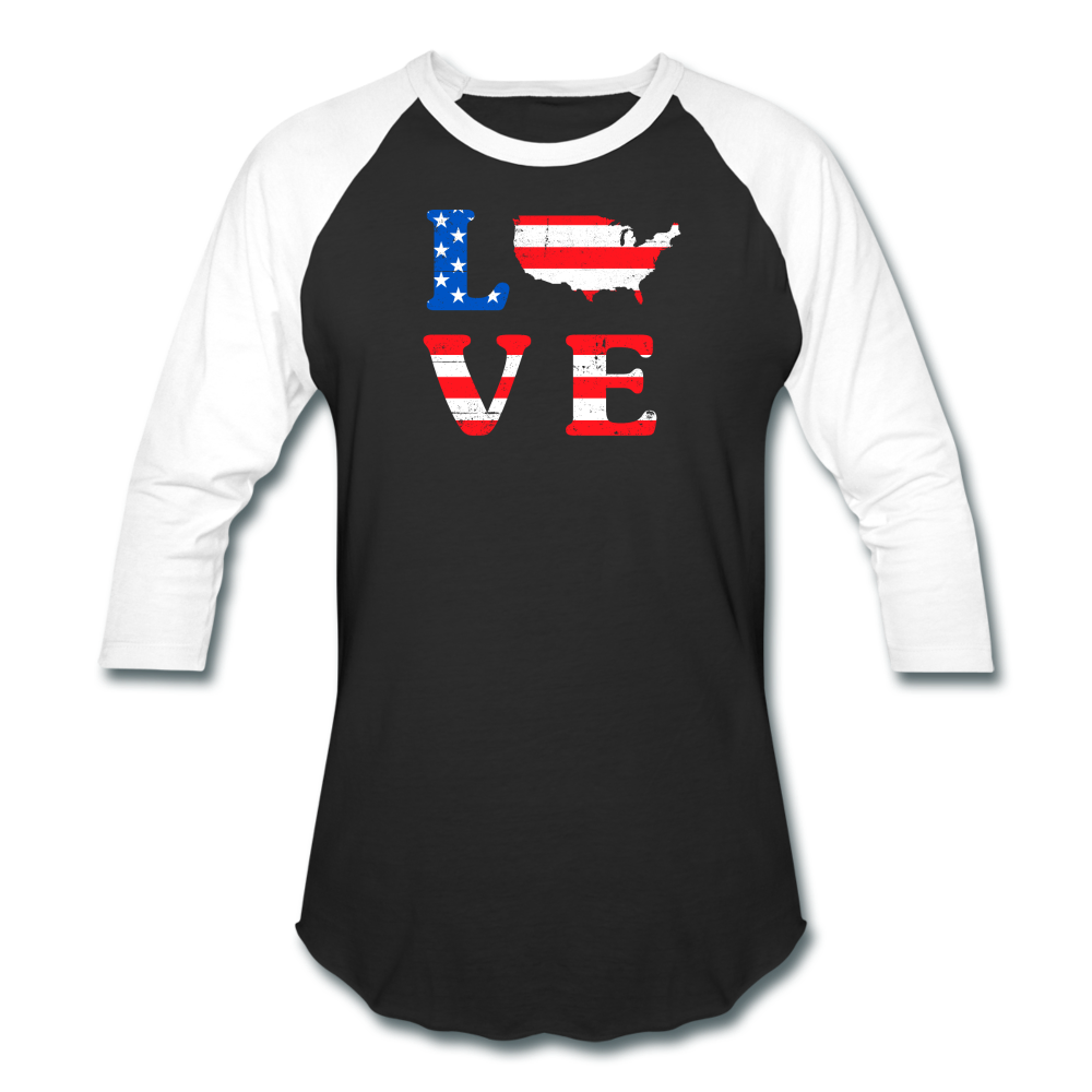Baseball Style USA Love T-Shirt - black/white