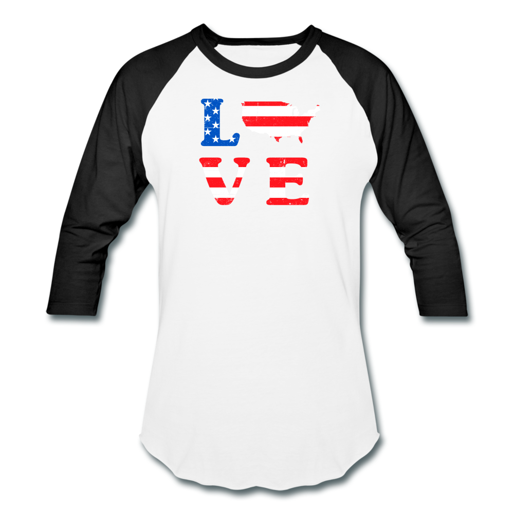 Baseball Style USA Love T-Shirt - white/black
