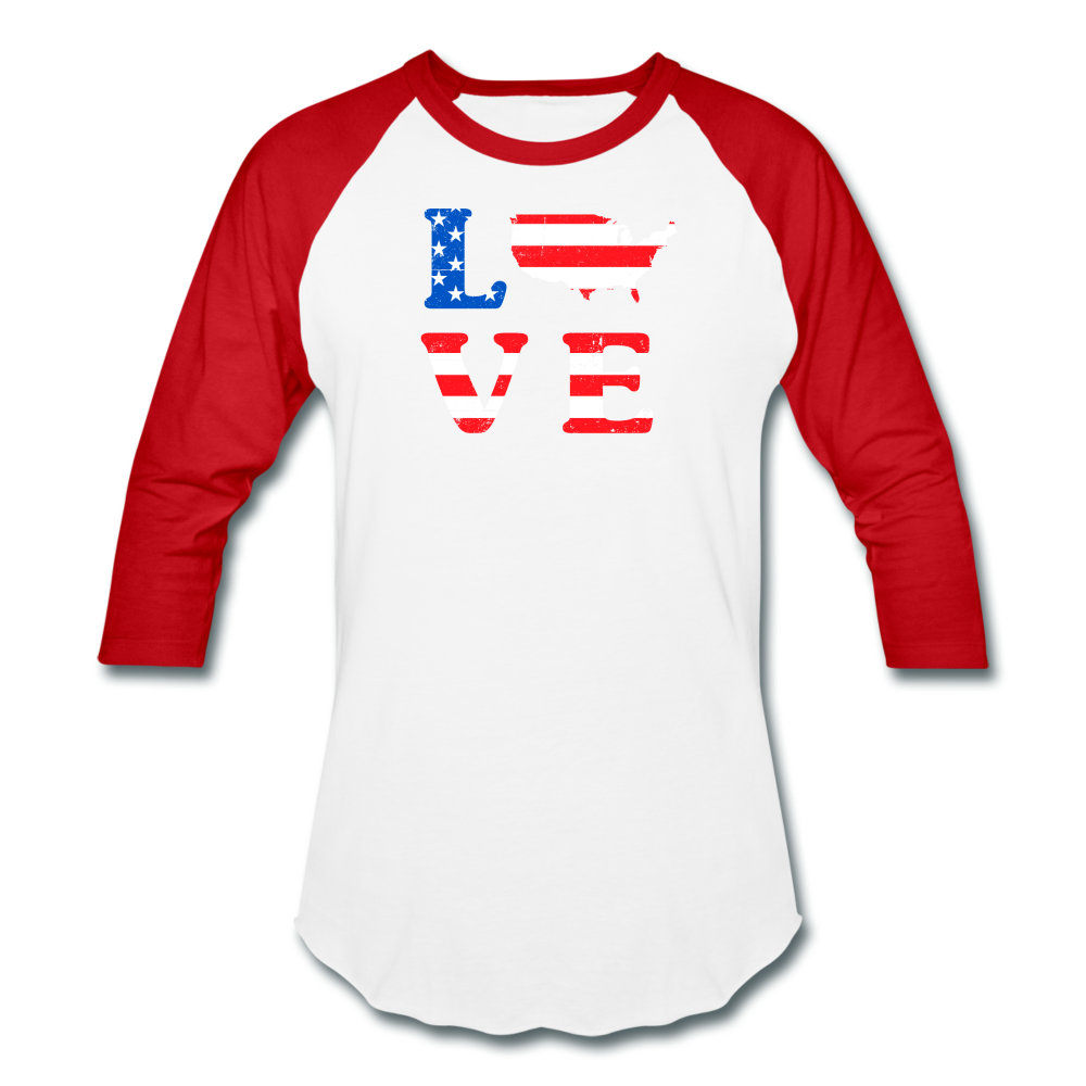 Baseball Style USA Love T-Shirt - white/red