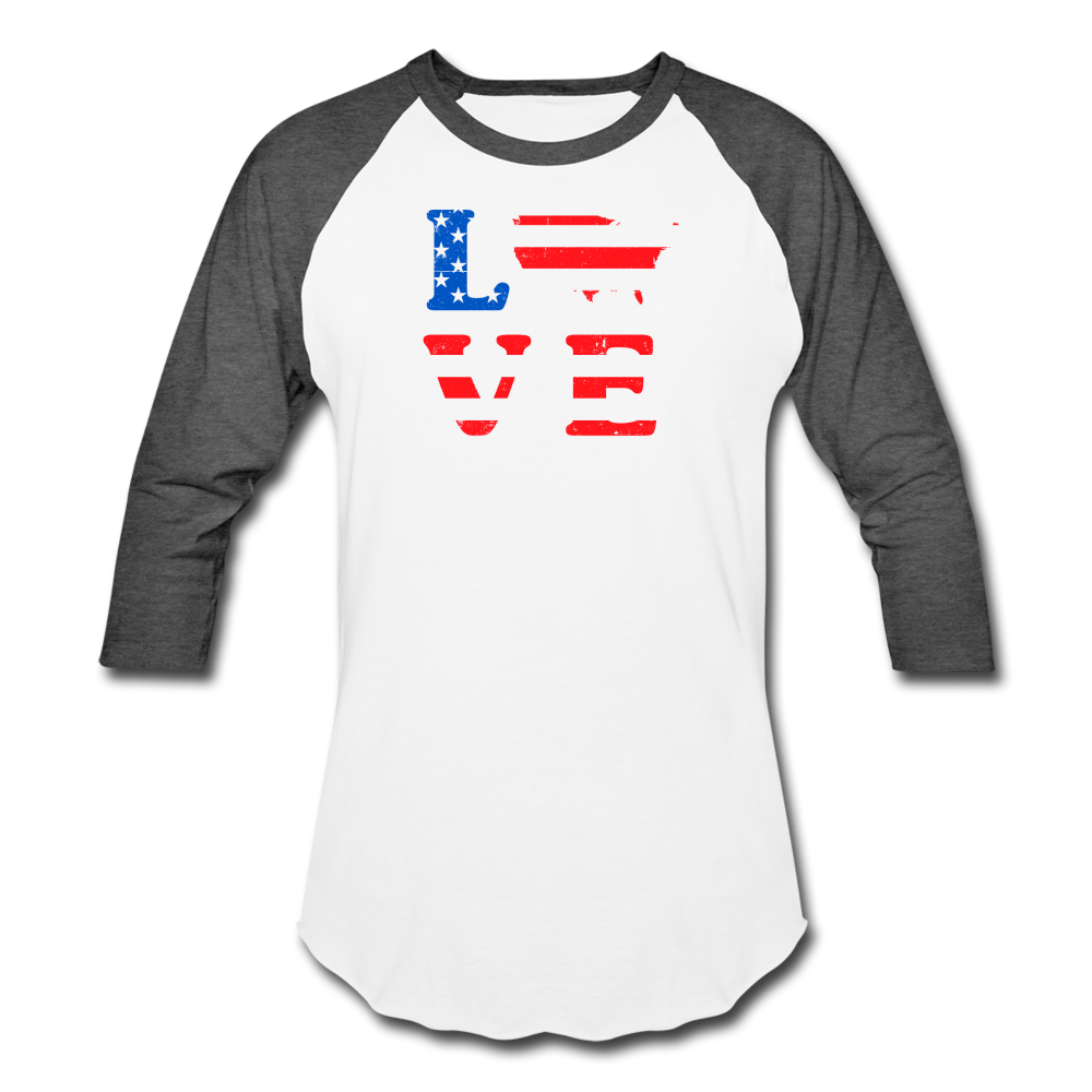 Baseball Style USA Love T-Shirt - white/charcoal