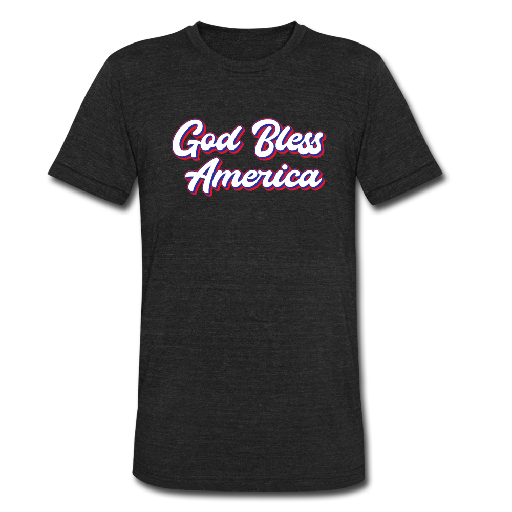 Unisex Tri-Blend God Bless America T-Shirt - heather black