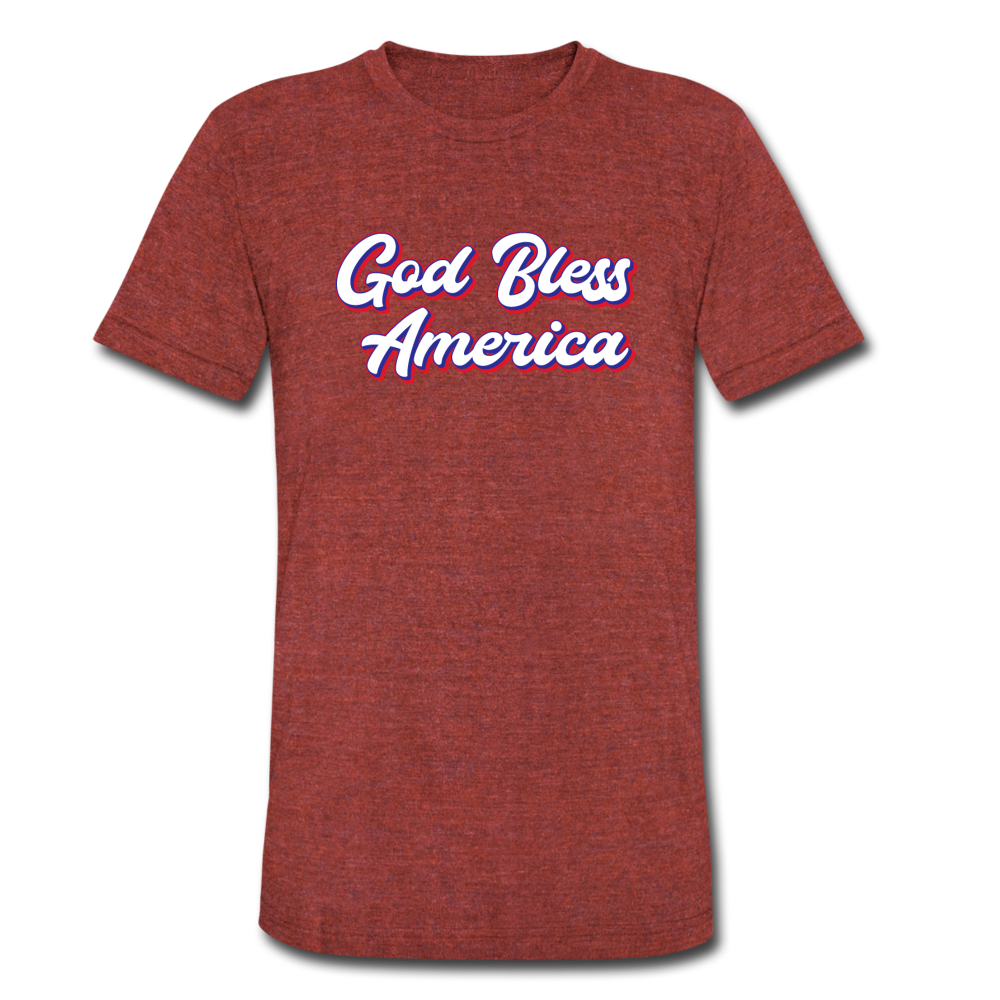 Unisex Tri-Blend God Bless America T-Shirt - heather cranberry