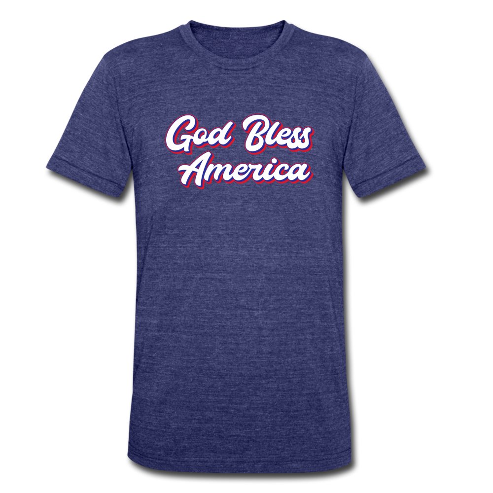 Unisex Tri-Blend God Bless America T-Shirt - heather indigo