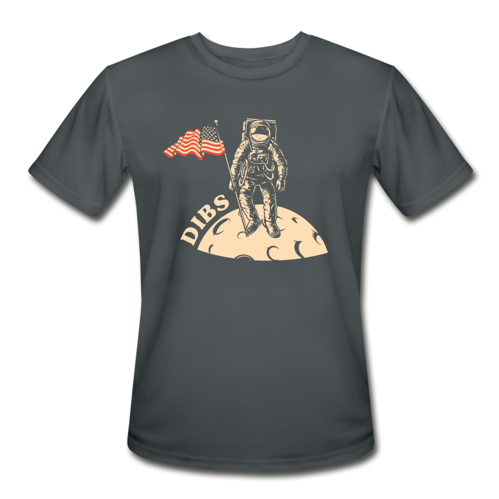 Men’s Moisture Wicking Performance Dibs on the Moon T-Shirt - charcoal