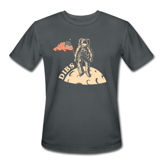 Men’s Moisture Wicking Performance Dibs on the Moon T-Shirt - charcoal